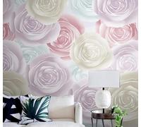 XLMING Simple Beautiful Romantic Colourful Roses 3D Wallpaper Luxury Silk Study Dining Feature Sofa Grey Bedroom Living Room Tv Decorative Wall-250cm×170cm