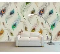 XLMING Simple Colourful Animals Peacocks Feathers 3D Wallpaper Luxury Home Dining Decor Paste Sofa Living Room The Wall for Bedroom Mural-200cm×140cm