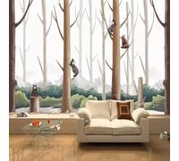 XLMING Simple Fresh Cartoon Forest Animal Bear 3D Wallpaper Silky Texture Home Study Office Grey Dining Room Sofa Bedroom Living Room TV Backdrop-300cm×210cm