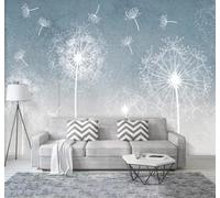 XLMING Simple Fresh Hand Drawn Blue Dandelion 3D Wallpaper Luxury Silk Study Dining Feature Sofa Grey Bedroom Living Room Tv Decorative Wall-200cm×140cm
