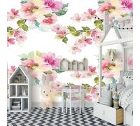 XLMING Simple Hand Painted Pink Flowers Art 3D Wallpaper Luxury Home Dining Decor Paste Sofa Living Room The Wall for Bedroom Mural-400cm×280cm
