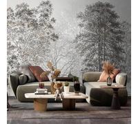 XLMING Simple Hand Painted Retro Forest Black and White Big Tree 3D Wallpaper Silky Texture Home Study Office Grey Dining Room Sofa Bedroom Living Room TV Backdrop-350cm×256cm