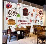 XLMING Simple Retro Wood Grain Bake Cake Dessert Shop 3D Wallpaper Luxury Home Dining Decor Paste Sofa Living Room The Wall for Bedroom Mural-150cm×105cm