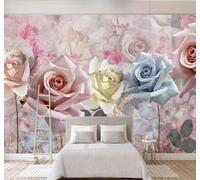 XLMING Simple Three Dimensional Beautiful Colourful Roses 3D Wallpaper Luxury Home Dining Decor Paste Sofa Living Room The Wall for Bedroom Mural-150cm×105cm