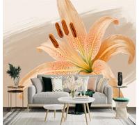 XLMING Simple Three Dimensional Beautiful Lilies Art 3D Wallpaper Premium Textured Silk Study Dining Living Room Bedroom Sofa TV Wall Easy Install-200cm×140cm