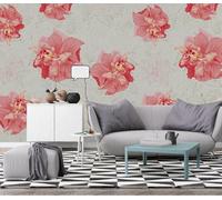 XLMING Simple Three Dimensional Pink Flowers Art 3D Wallpaper Luxury Home Dining Decor Paste Sofa Living Room The Wall for Bedroom Mural-350cm×256cm