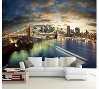 XLMING Sky City Architecture Rivers Bridges Night Views 3D Wallpaper Luxury Home Dining Decor Paste Sofa Living Room The Wall for Bedroom Mural-150cm×105cm