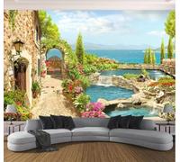 XLMING Sky Sea Architecture Plants Flowers 3D Wallpaper Luxury Home Dining Decor Paste Sofa Living Room The Wall for Bedroom Mural-250cm×170cm