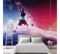 XLMING Slam Dunk Expert Sports Athletic Style Basketball Colourful 3D Wallpaper Premium Textured Silk Study Dining Living Room Bedroom Sofa TV Wall Easy Install-430cm×300cm