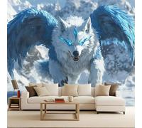 XLMING Snowy Mountain Creative Wolf Blue Wings 3D Wallpaper Luxury Home Dining Decor Paste Sofa Living Room The Wall for Bedroom Mural-430cm×300cm