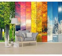 XLMING Spring Summer Autumn Winter Landscape 3D Wallpaper Premium Textured Silk Study Dining Living Room Bedroom Sofa TV Wall Easy Install-150cm×105cm