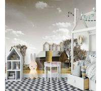 XLMING Stereoscopic Sky White Clouds Trees Houses 3D Wallpaper Luxury Home Dining Decor Paste Sofa Living Room The Wall for Bedroom Mural-350cm×256cm