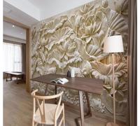 XLMING Stone Carving Three Dimensional Lotus Leaves Lotus Flowers Small Fish 3D Wallpaper Premium Textured Silk Study Dining Living Room Bedroom Sofa TV Wall Easy Install-250cm×170cm