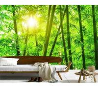 XLMING Sunlight Fresh Minimalist Green Bamboo Grove 3D Wallpaper Silky Texture Home Study Office Grey Dining Room Sofa Bedroom Living Room TV Backdrop-400cm×280cm