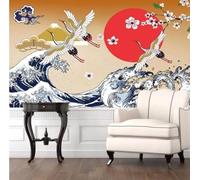 XLMING Sunrise Birds Waves Flowers Creativity 3D Wallpaper Premium Textured Silk Study Dining Living Room Bedroom Sofa TV Wall Easy Install-400cm×280cm