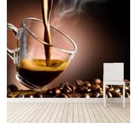 XLMING Three Dimensiona Art Coffee Glass Cup Coffee Beans 3D Wallpaper Silky Texture Home Study Office Grey Dining Room Sofa Bedroom Living Room TV Backdrop-150cm×105cm