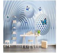 XLMING Three Dimensiona Art Spheres Architecture Space Butterflies 3D Wallpaper Silky Texture Home Study Office Grey Dining Room Sofa Bedroom Living Room TV Backdrop-350cm×256cm