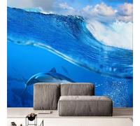 XLMING Three Dimensiona Blue Sea Waves Animals 3D Wallpaper Luxury Home Dining Decor Paste Sofa Living Room The Wall for Bedroom Mural-430cm×300cm