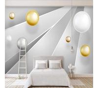 XLMING Three Dimensiona Colourful Spherical Geometric Lines Art 3D Wallpaper Premium Textured Silk Study Dining Living Room Bedroom Sofa TV Wall Easy Install-350cm×256cm