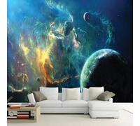 XLMING Three Dimensiona Dreamy Beautiful Universe Starry Sky Planets 3D Wallpaper Silky Texture Home Study Office Grey Dining Room Sofa Bedroom Living Room TV Backdrop-300cm×210cm