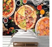 XLMING Three Dimensiona Food Pizza Vegetables Creative 3D Wallpaper Luxury Home Dining Decor Paste Sofa Living Room The Wall for Bedroom Mural-350cm×256cm