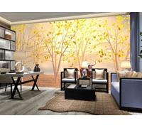 XLMING Three Dimensiona Forest Golden Leaves Elk 3D Wallpaper Luxury Home Dining Decor Paste Sofa Living Room The Wall for Bedroom Mural-350cm×256cm