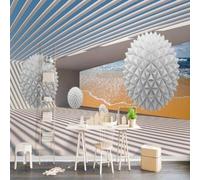XLMING Three Dimensiona Geometric Lines Spheres Architecture Spatial Extension 3D Wallpaper Premium Textured Silk Study Dining Living Room Bedroom Sofa TV Wall Easy Install-430cm×300cm