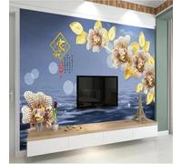 XLMING Three Dimensiona Gold Leaves Flowers Art 3D Wallpaper Luxury Home Dining Decor Paste Sofa Living Room The Wall for Bedroom Mural-250cm×170cm