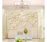 XLMING Three Dimensiona Relief Art Pearls Lines Flowers 3D Wallpaper Premium Textured Silk Study Dining Living Room Bedroom Sofa TV Wall Easy Install-400cm×280cm