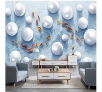 XLMING Three Dimensiona Relief Art White Spheres Fish 3D Wallpaper Premium Textured Silk Study Dining Living Room Bedroom Sofa TV Wall Easy Install-200cm×140cm