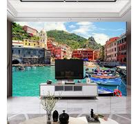 XLMING Three Dimensiona Sea Architecture Mountain Peaks Small Boats 3D Wallpaper Luxury Home Dining Decor Paste Sofa Living Room The Wall for Bedroom Mural-300cm×210cm