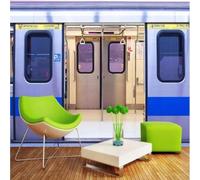 XLMING Three Dimensiona Subway Train Carriage Metal Lights 3D Wallpaper Silky Texture Home Study Office Grey Dining Room Sofa Bedroom Living Room TV Backdrop-300cm×210cm
