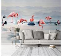 XLMING Three Dimensional Abstract Mountain Peaks Pink Flamingo 3D Wallpaper Premium Textured Silk Study Dining Living Room Bedroom Sofa TV Wall Easy Install-250cm×170cm