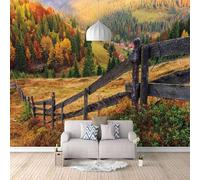 XLMING Three Dimensional Aesthetic Autumn Forest Mountain Peaks 3D Wallpaper Silky Texture Home Study Office Grey Dining Room Sofa Bedroom Living Room TV Backdrop-430cm×300cm