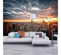 XLMING Three Dimensional Aesthetic Sunset City Architecture 3D Wallpaper Silky Texture Home Study Office Grey Dining Room Sofa Bedroom Living Room TV Backdrop-350cm×256cm