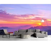 XLMING Three Dimensional Aesthetic Sunset Sky Mountain Peaks 3D Wallpaper Luxury Home Dining Decor Paste Sofa Living Room The Wall for Bedroom Mural-250cm×170cm