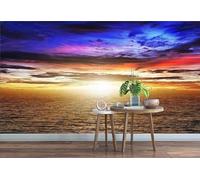 XLMING Three Dimensional Aesthetic Sunset Sky Sea 3D Wallpaper Premium Textured Silk Study Dining Living Room Bedroom Sofa TV Wall Easy Install-400cm×280cm