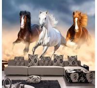 XLMING Three Dimensional Animals Running Steed Art 3D Wallpaper Premium Textured Silk Study Dining Living Room Bedroom Sofa TV Wall Easy Install-200cm×140cm