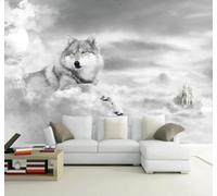 XLMING Three Dimensional Animals Wolf Castle Art 3D Wallpaper Luxury Home Dining Decor Paste Sofa Living Room The Wall for Bedroom Mural-200cm×140cm