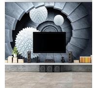 XLMING Three Dimensional Art White Orb Geometry Expanded Space 3D Wallpaper Silky Texture Home Study Office Grey Dining Room Sofa Bedroom Living Room TV Backdrop-150cm×105cm