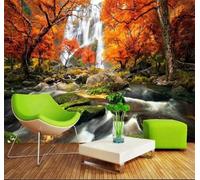 XLMING Three Dimensional Autumn Forest Waterfall Landscape 3D Wallpaper Luxury Home Dining Decor Paste Sofa Living Room The Wall for Bedroom Mural-300cm×210cm