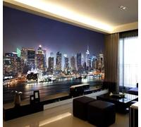 XLMING Three Dimensional Beautiful City Architecture Rivers Night View 3D Wallpaper Premium Textured Silk Study Dining Living Room Bedroom Sofa TV Wall Easy Install-300cm×210cm