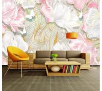 XLMING Three Dimensional Beautiful Flowers Butterflies Gold Thread 3D Wallpaper Luxury Silk Study Dining Feature Sofa Grey Bedroom Living Room Tv Decorative Wall-400cm×280cm