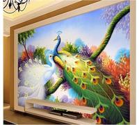 XLMING Three Dimensional Beautiful Peacock Jungle Landscape 3D Wallpaper Luxury Home Dining Decor Paste Sofa Living Room The Wall for Bedroom Mural-200cm×140cm
