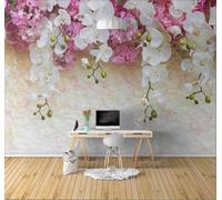 XLMING Three Dimensional Beautiful Pink White Flowers 3D Wallpaper Premium Textured Silk Study Dining Living Room Bedroom Sofa TV Wall Easy Install-400cm×280cm