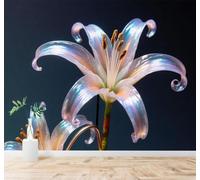 XLMING Three Dimensional Beautiful Rainbow Lily Sparkling Petals Dark Background 3D Wallpaper Silky Texture Home Study Office Grey Dining Room Sofa Bedroom Living Room TV Backdrop-400cm×280cm