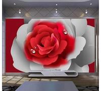 XLMING Three Dimensional Beautiful Romantic Red Roses 3D Wallpaper Luxury Silk Study Dining Feature Sofa Grey Bedroom Living Room Tv Decorative Wall-150cm×105cm