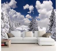 XLMING Three Dimensional Beautiful Winter Forest Snowy Landscape 3D Wallpaper Luxury Home Dining Decor Paste Sofa Living Room The Wall for Bedroom Mural-350cm×256cm