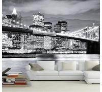 XLMING Three Dimensional Black and White City Architecture Bridges Night View 3D Wallpaper Luxury Home Dining Decor Paste Sofa Living Room The Wall for Bedroom Mural-250cm×170cm