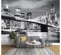 XLMING Three Dimensional Black and White City Architecture Bridges Night View 3D Wallpaper Luxury Silk Study Dining Feature Sofa Grey Bedroom Living Room Tv Decorative Wall-350cm×256cm